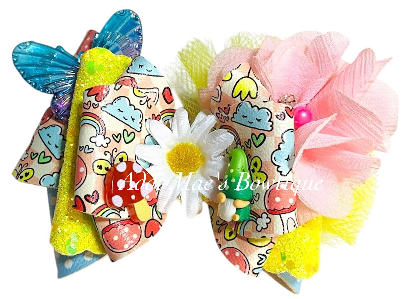 Mushroom Doodles Gnome Bow