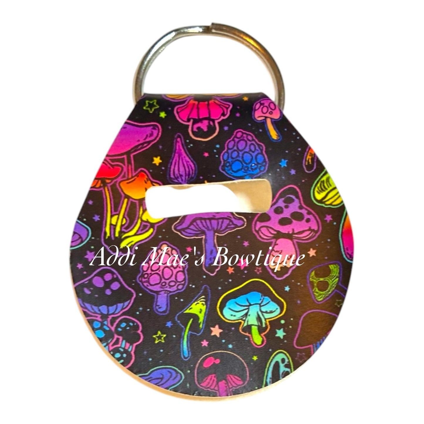 Neon Mushrooms Quarter Holder Keychain