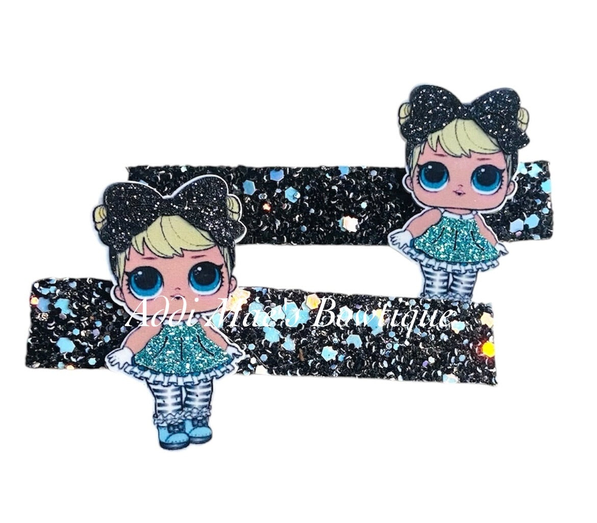 Girls Glitter Doll Alligator Clip Set
