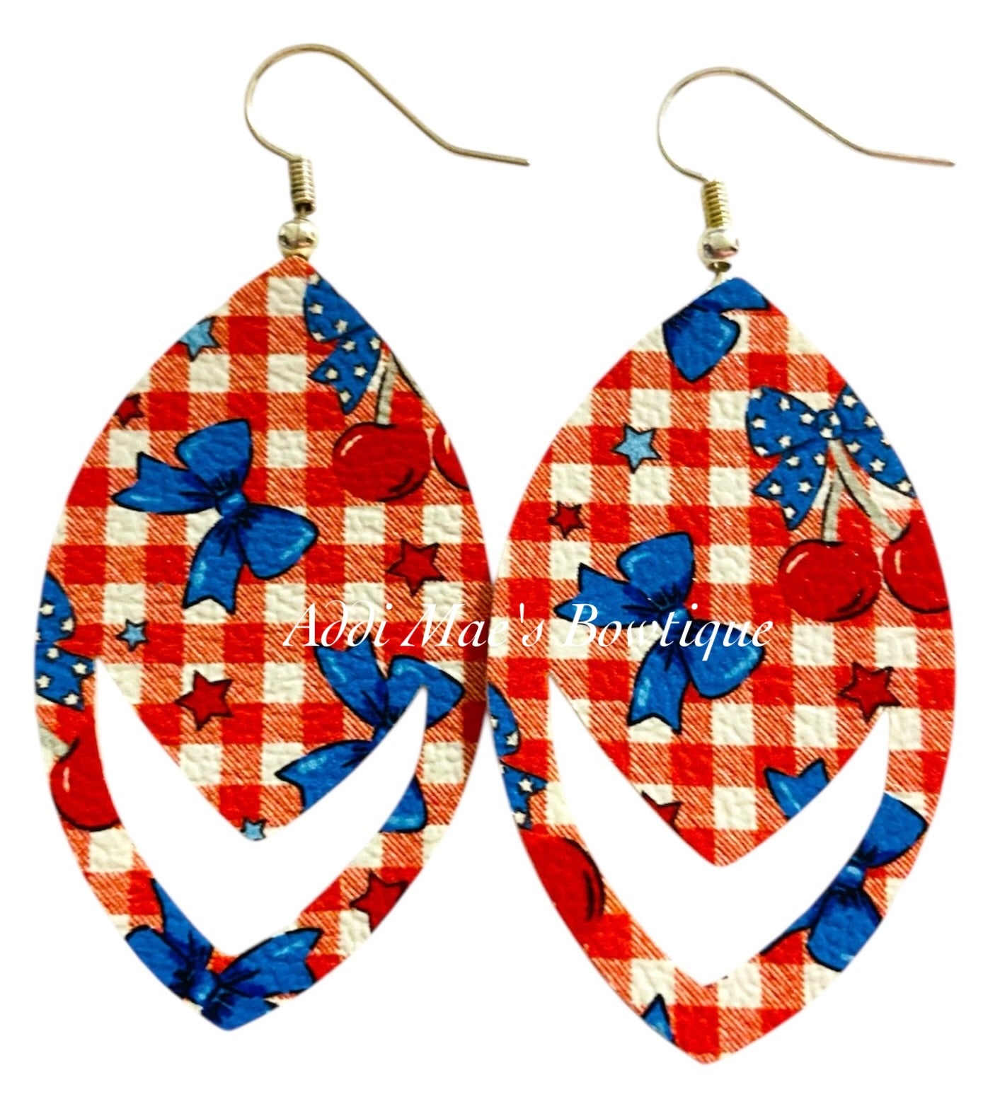 Red White Blue Cherries Dangle Earrings