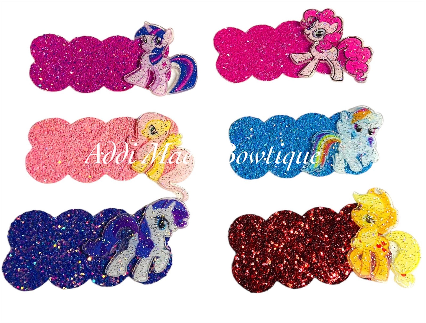 Cartoon Ponies Glitter Snap Clip