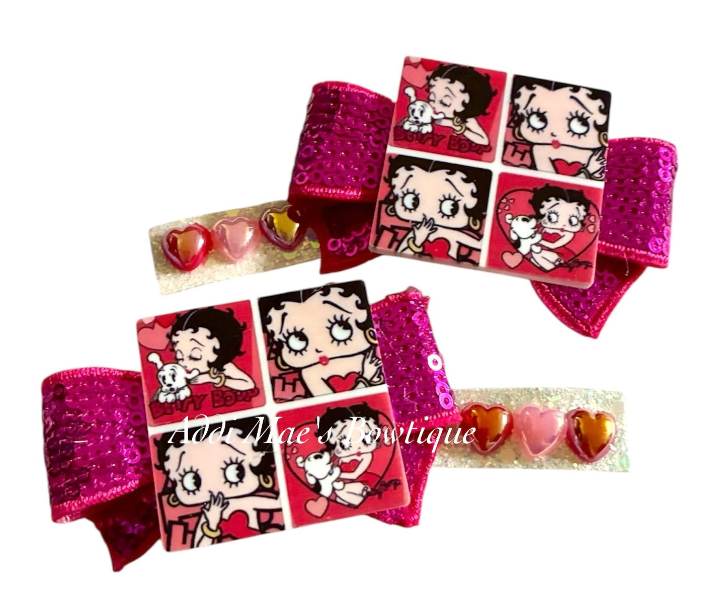 Betty Boop Sequin Bow Alligator Clip Set