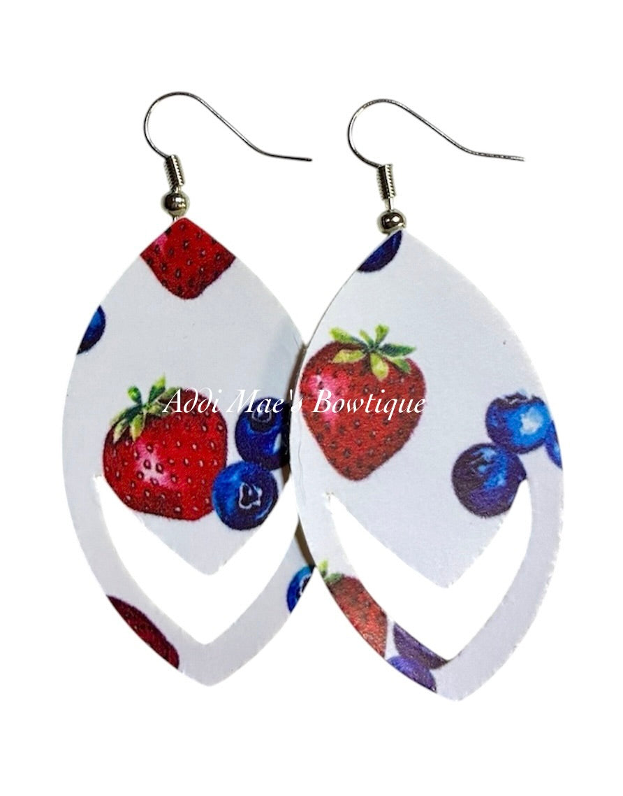 Strawberries & Blueberries Dangle Earrings