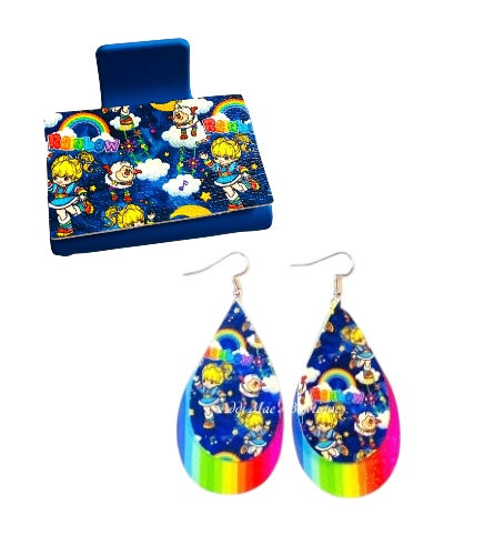 Rainbow Girl Small Claw Clip Earring Set