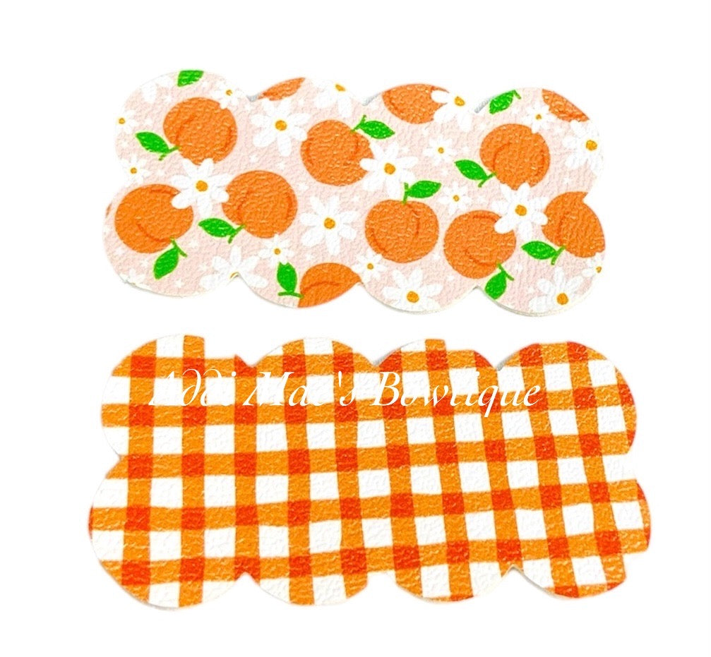 Peaches Gingham Fruit Snap Clip