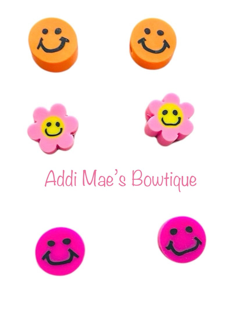 Smiley Trio 8mm Earring Studs