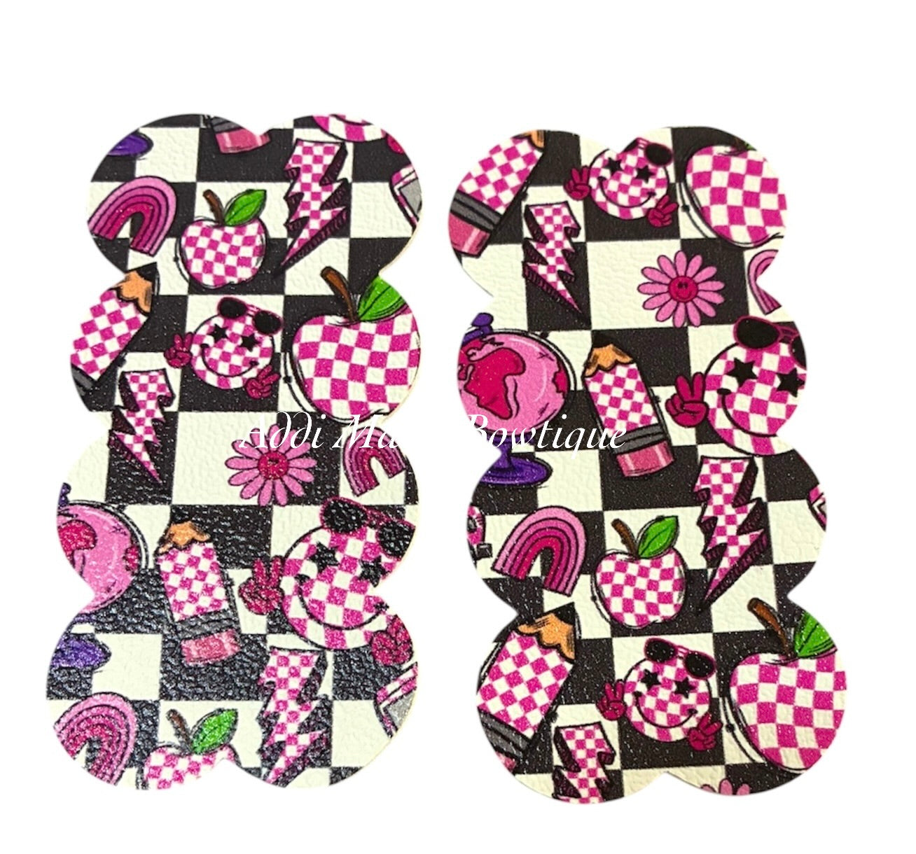 Checkered School Supplies Snap Clip Set