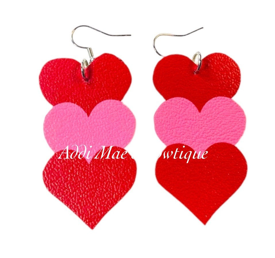 Valentines Hearts Dangle Earrings