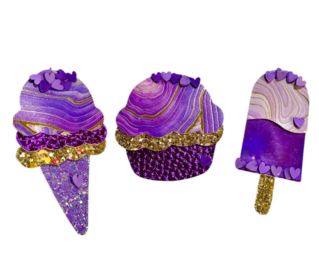 Purple Marble Ice Cream Popsicles Clip