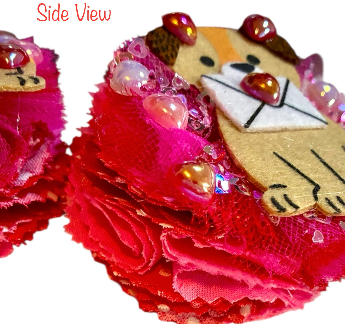 Puppy Love Cotton Frayed Fabric Flower Piggy Set