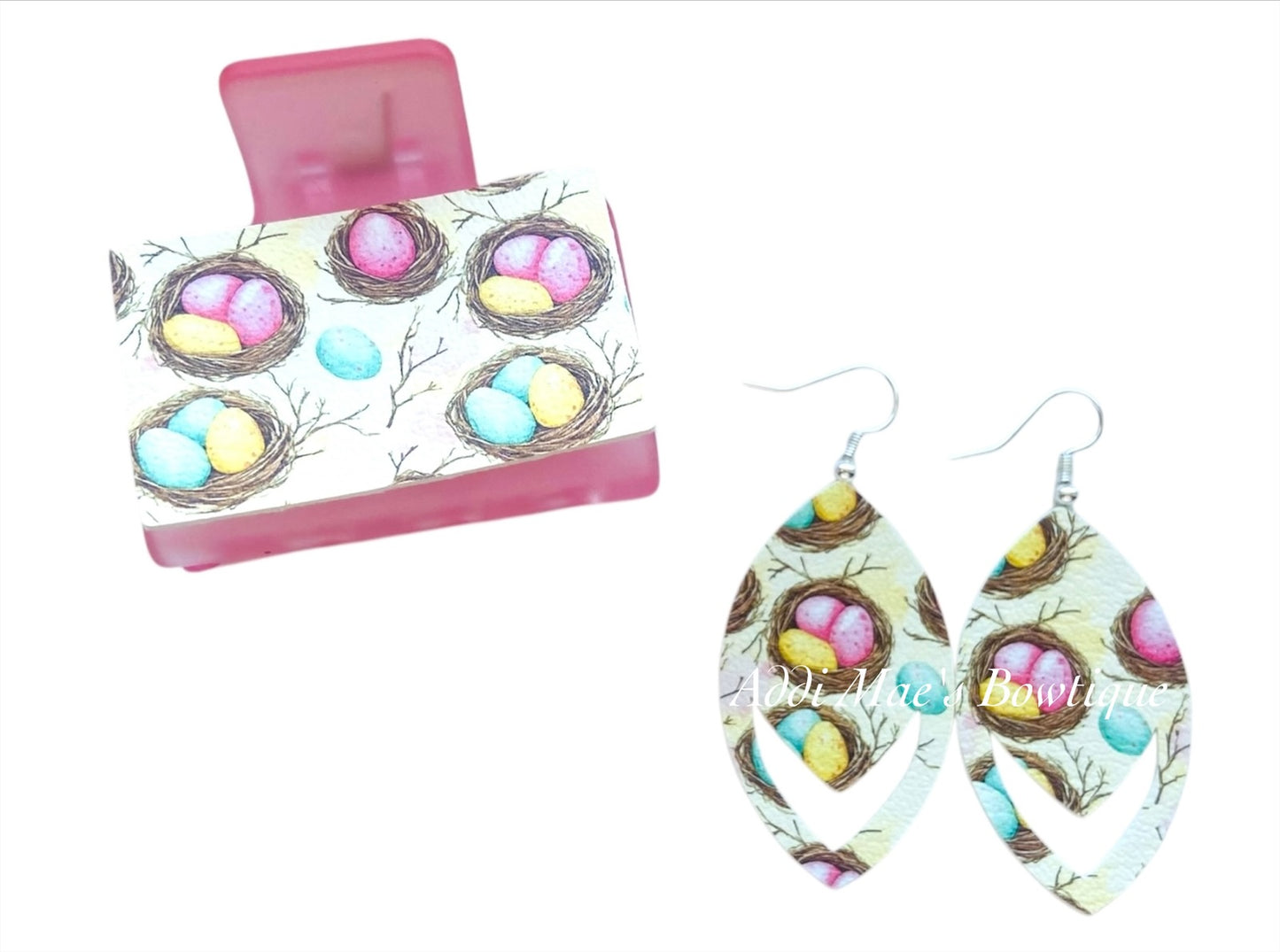 Vintage Bird Nests Small Claw Clip Earring Set