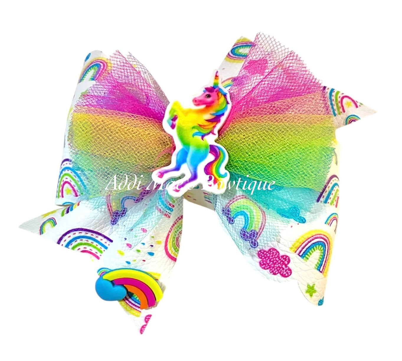 Colorful Rainbow Unicorn Bow