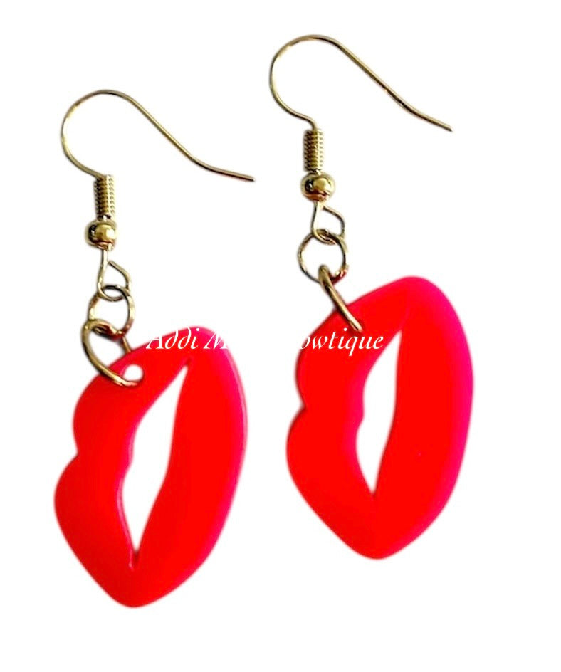 Hot Pink Lips Dangle Earrings