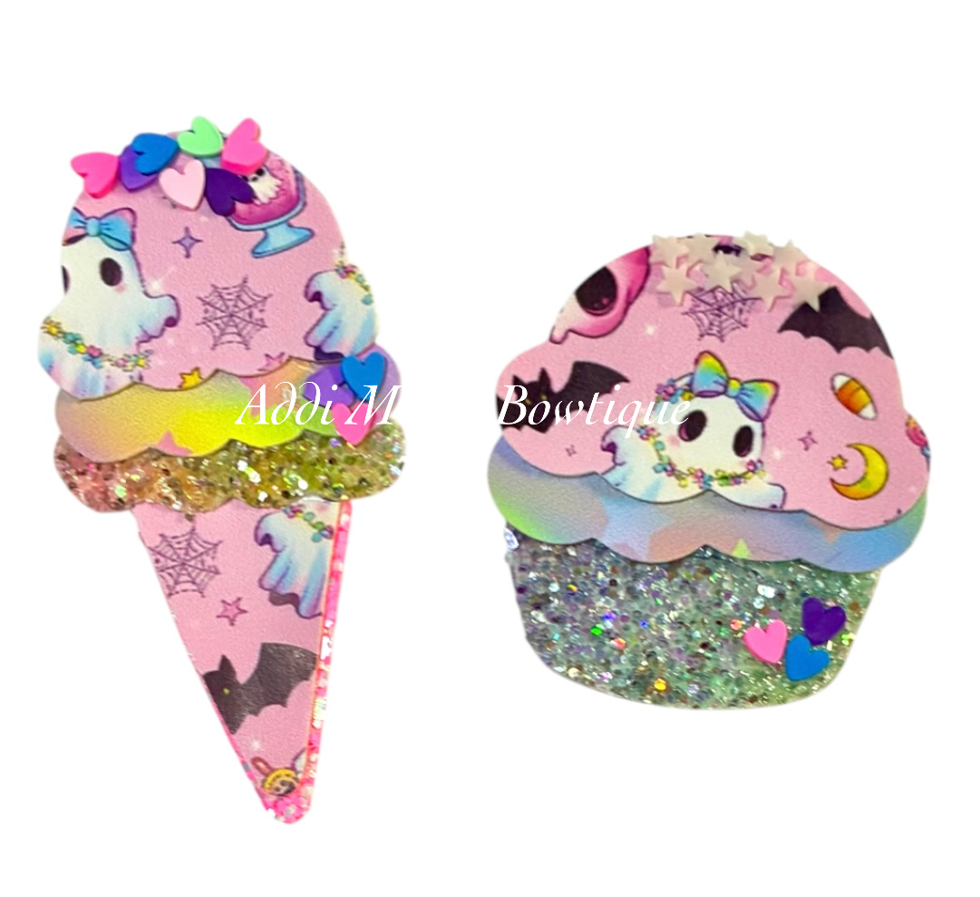 Pretty Ghost Halloween Ice Cream ,Cupcake Clip