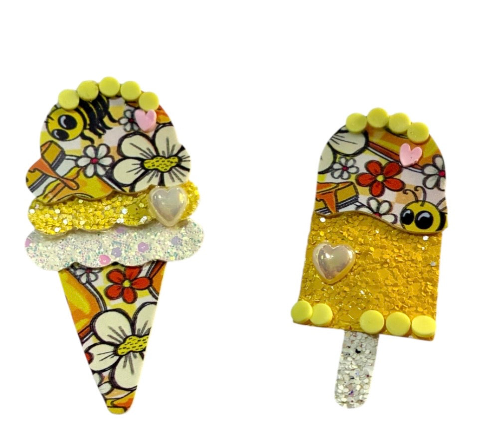Honey Bees Ice Cream Cone ,Popsicle Clip