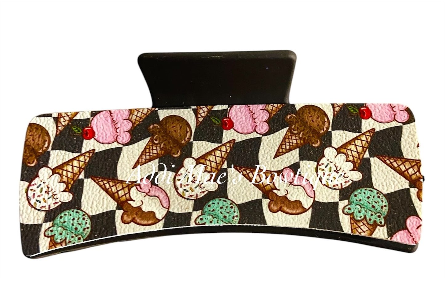 Retro Checkered Ice Cream Cones XL Claw Clip