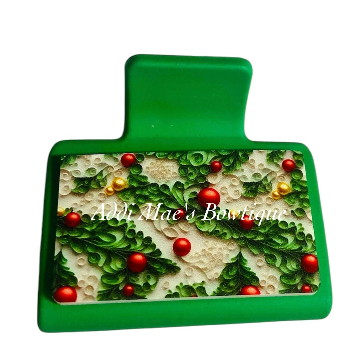 Holly Leaves Acrylic Small Claw Clip
