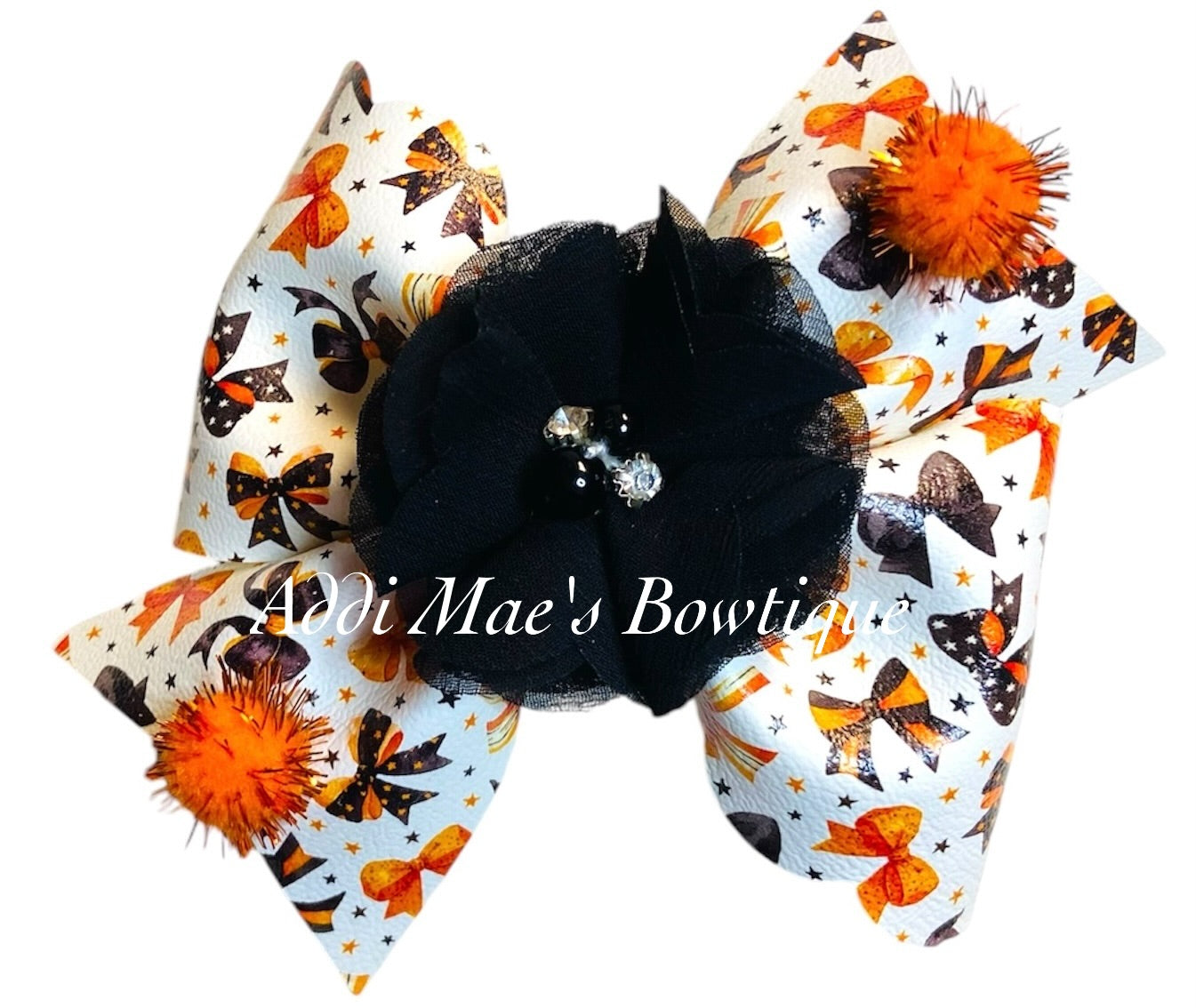 Black and Orange Bows Halloween Bow