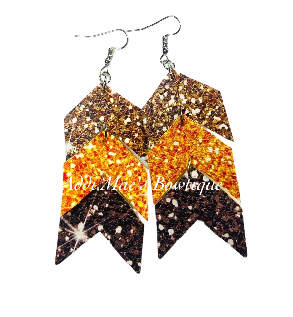 Fall Sparkle Chevron Dangle Earrings