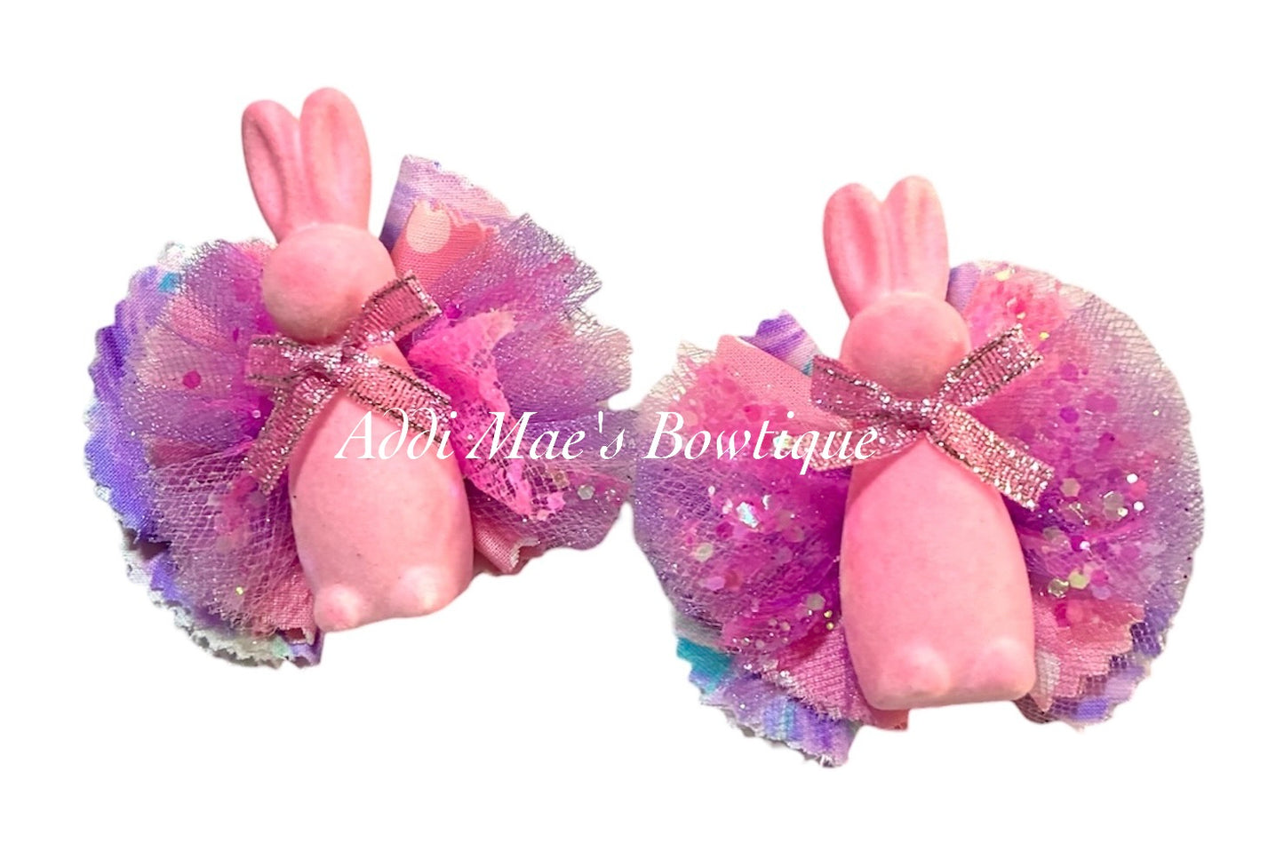 Pastel Bunnies Cotton Frayed Fabric Piggy Set