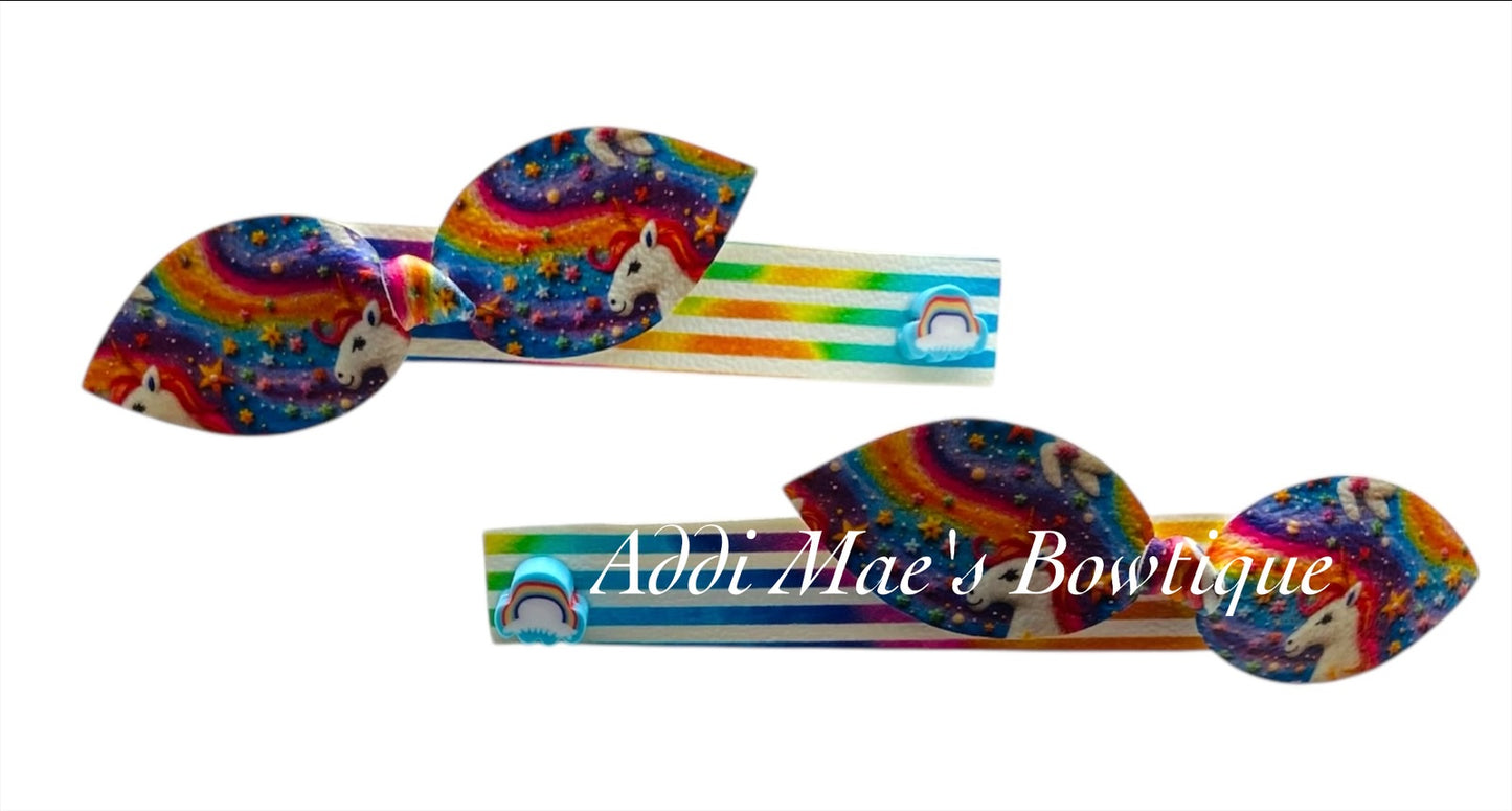 Rainbow Unicorn Mini Top Knot Alligator Clip Set