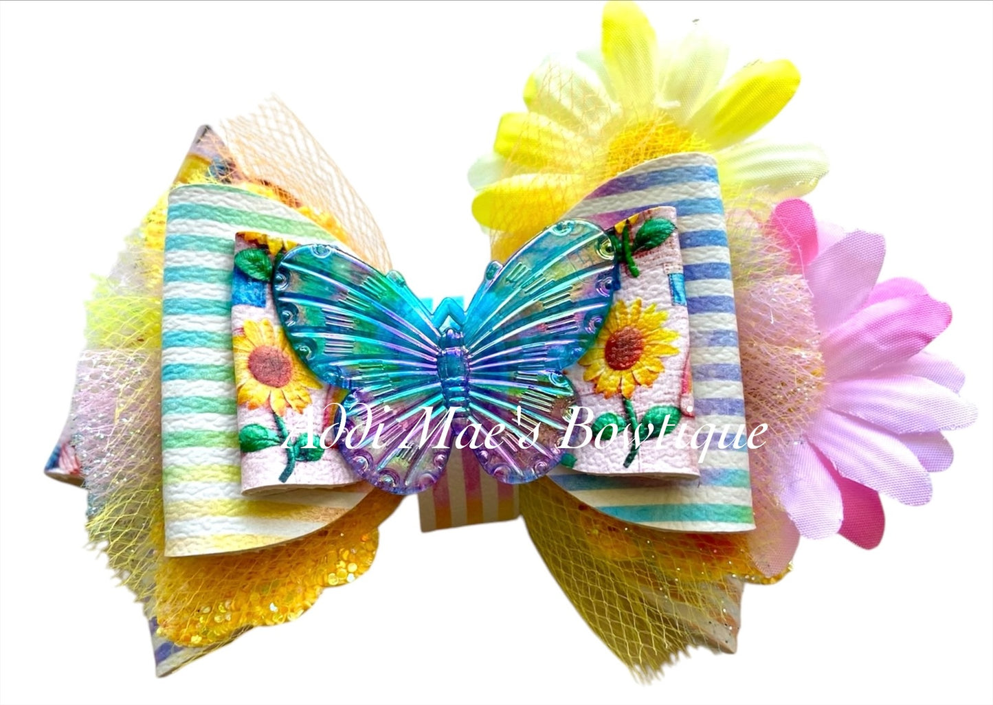 Sunflower Rainbow Patchwork Bow
