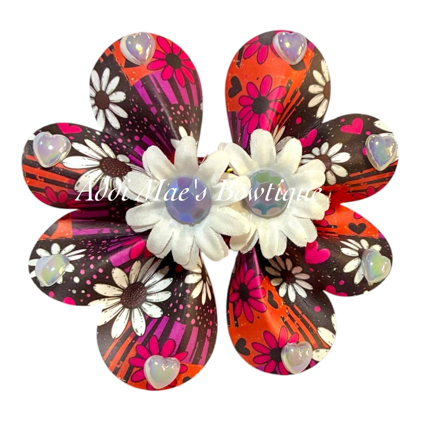Daisy Hearts Ruffle Bow