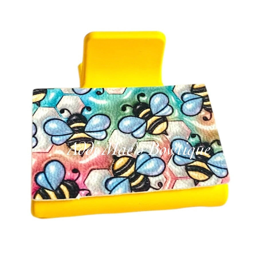 Bees Rainbow Ombre Small Claw Clip
