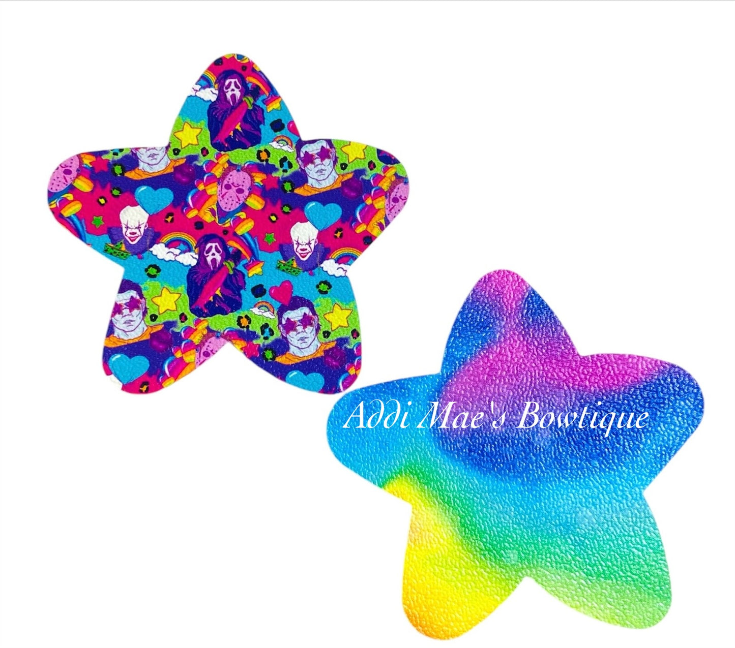 Bright Neon Scary Movie Bad Guys Halloween Star Shaped Snap Clip Set