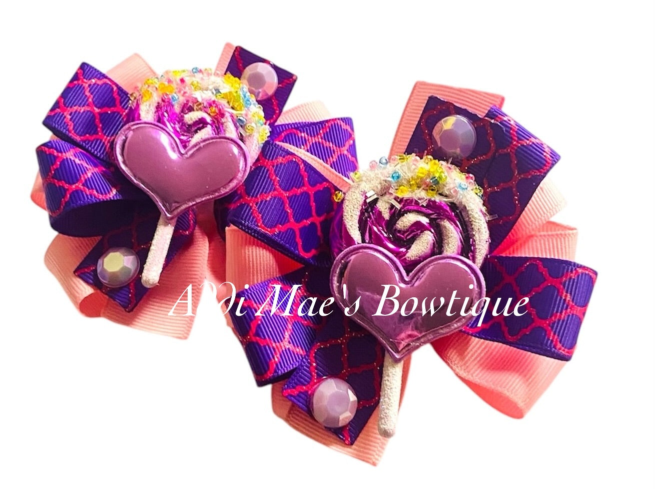 Lollipop Hearts Ribbon Piggy Bows