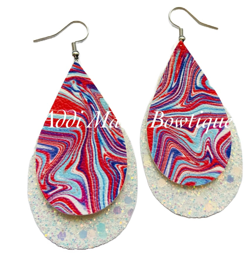 Freedom Swirls Stacked Tear Drop Dangle Earrings