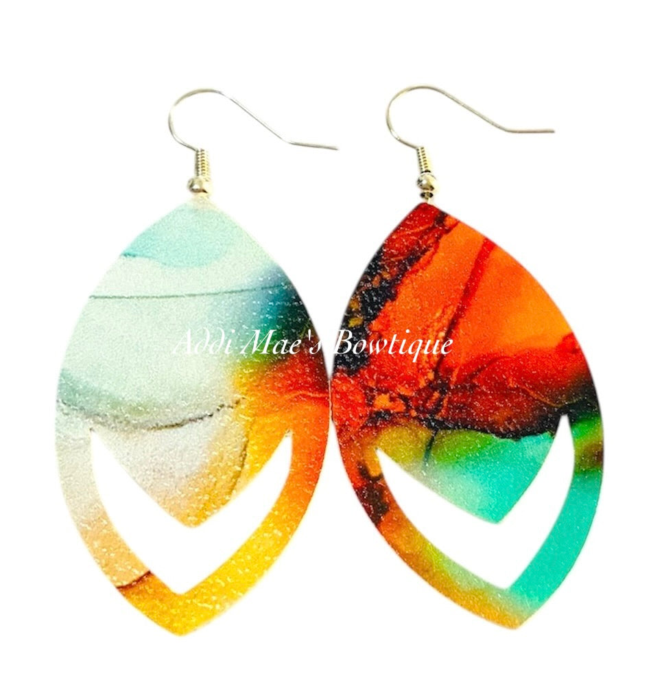 Fall Paint Oil Spill Dangle Earrings