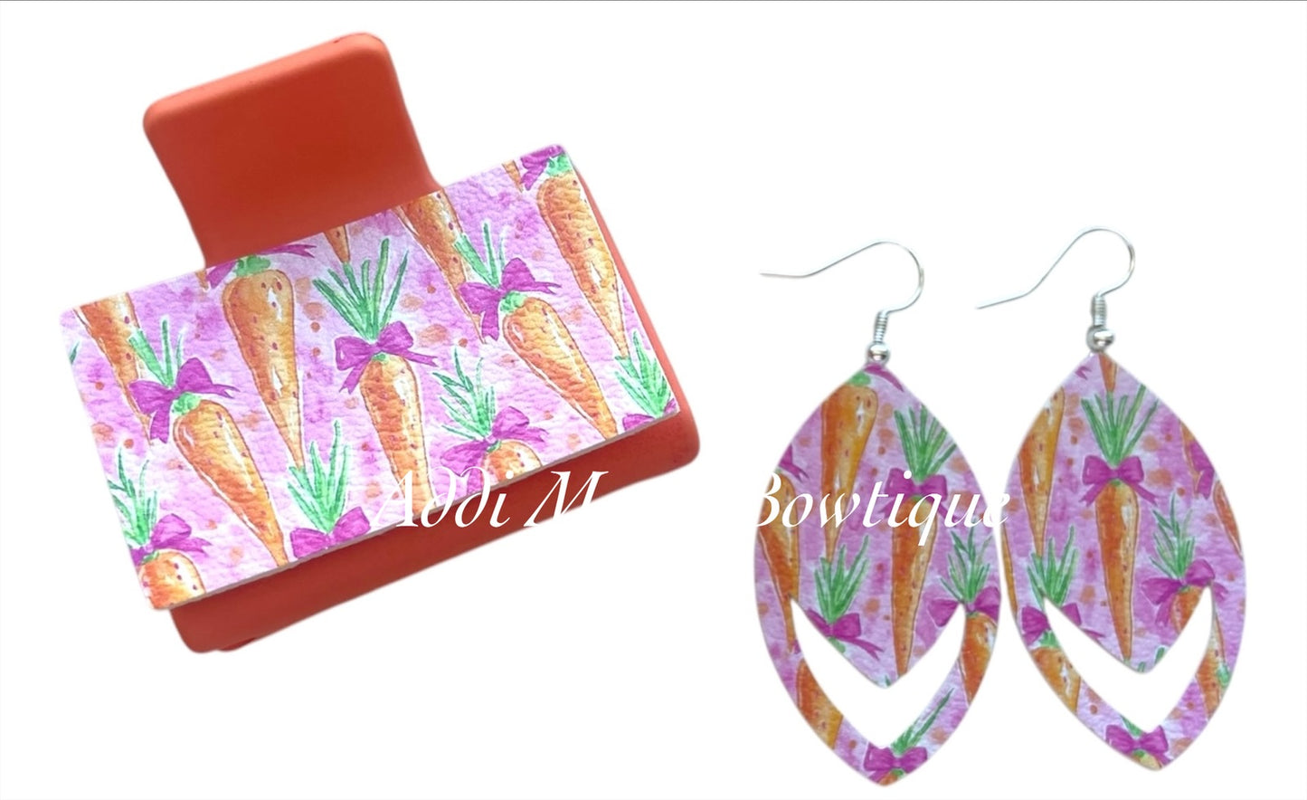 Pink Carrots Small Claw Clip Earring Set
