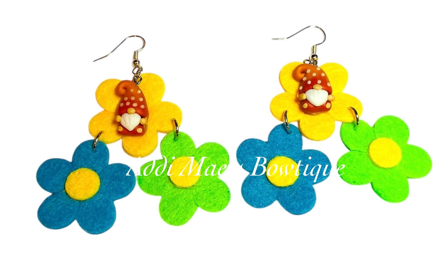 Felt Flower Gnomes Earrings