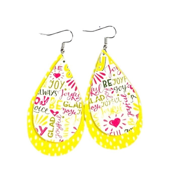 Be Joyful Stacked Tear Drop Dangle Earrings