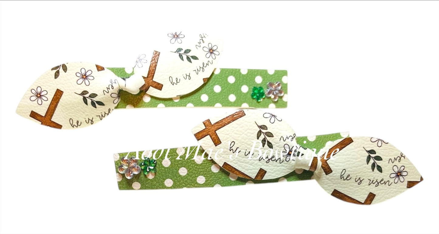 He is Risen Mini Top Knot Alligator Clip Set
