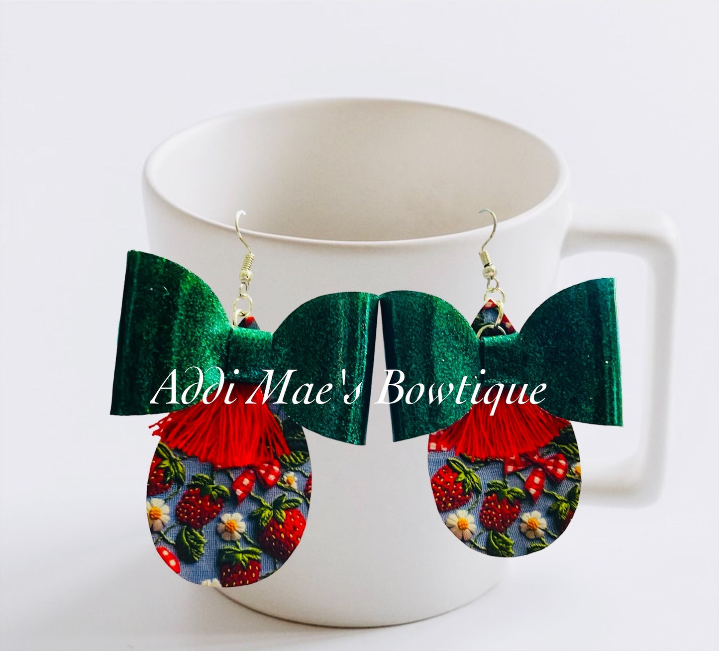 Strawberry Gingham Tear Drop Dangle Earring
