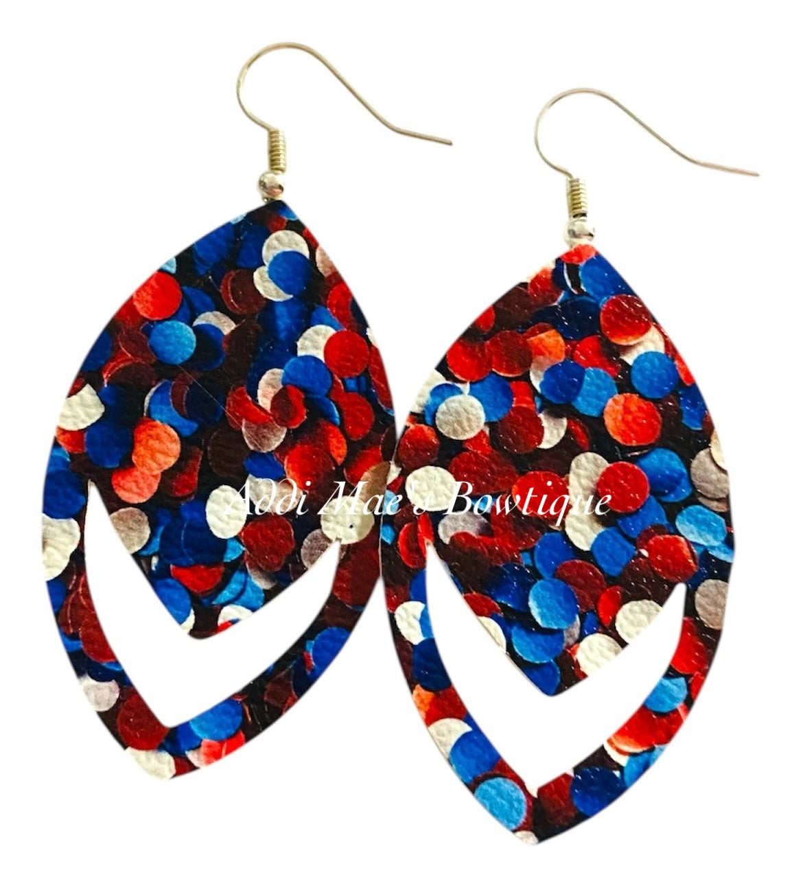 Red White Blue Confetti Dangle Earrings