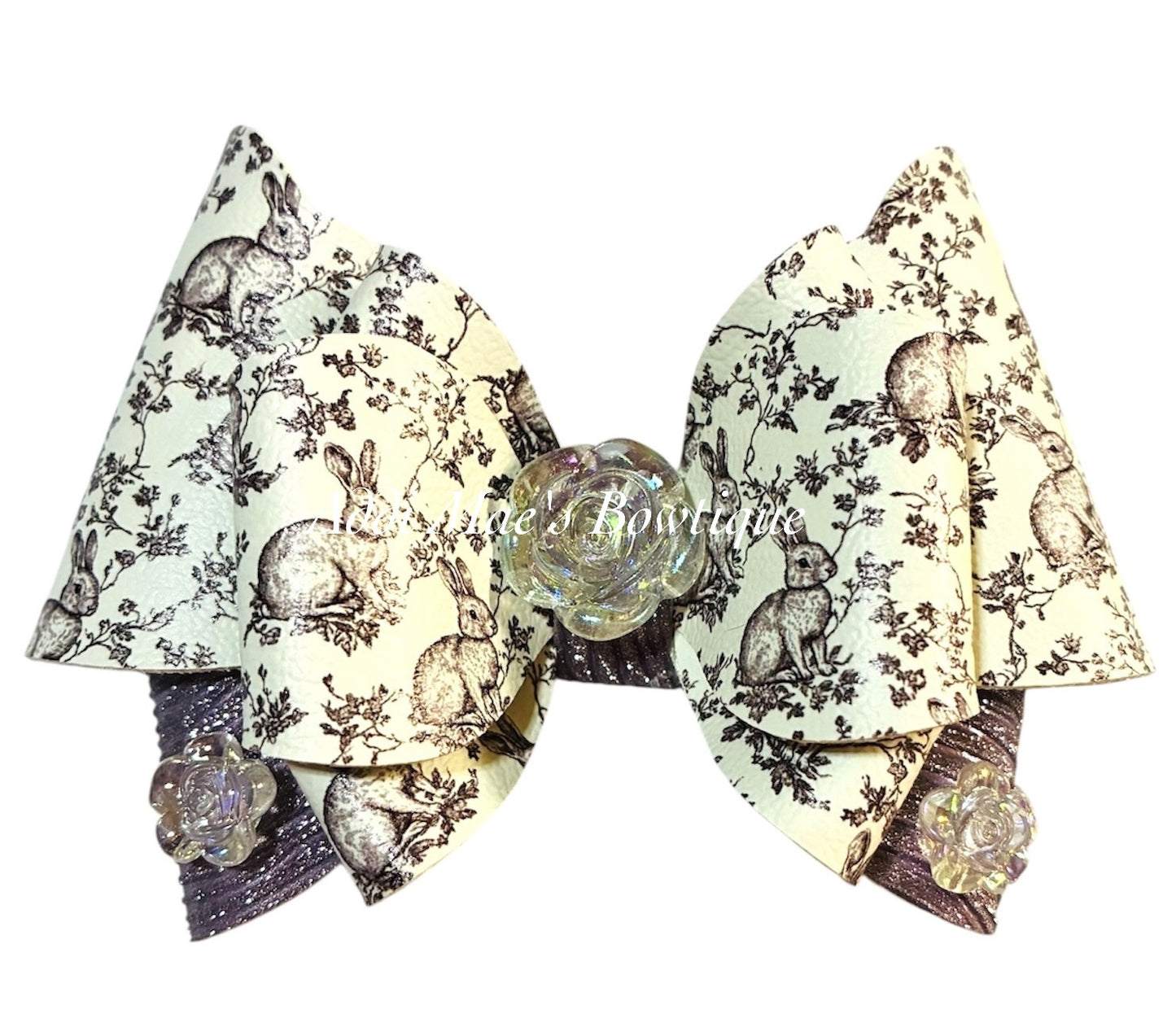 Woodland Toile Rabbit Bow