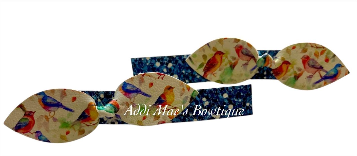 Multi Colored Birds Mini Top Knot Alligator Clip Set