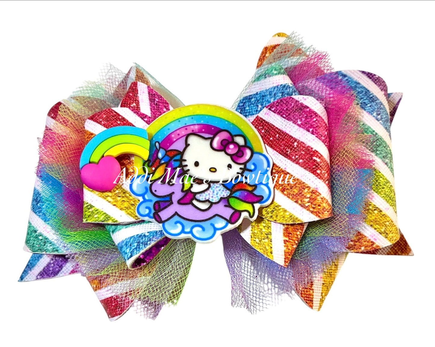 Rainbow Unicorn Kitty Bow