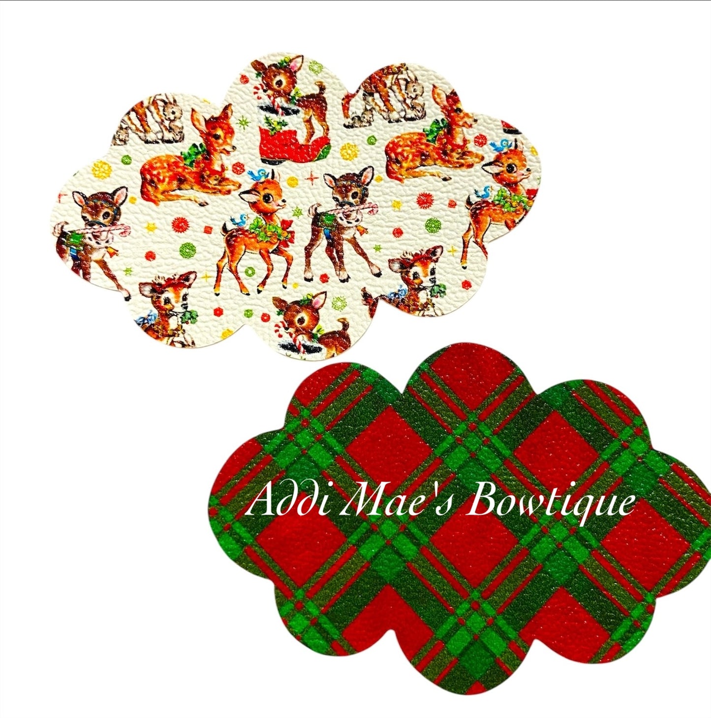 Vintage Reindeer Plaid Christmas Snap Clip Set