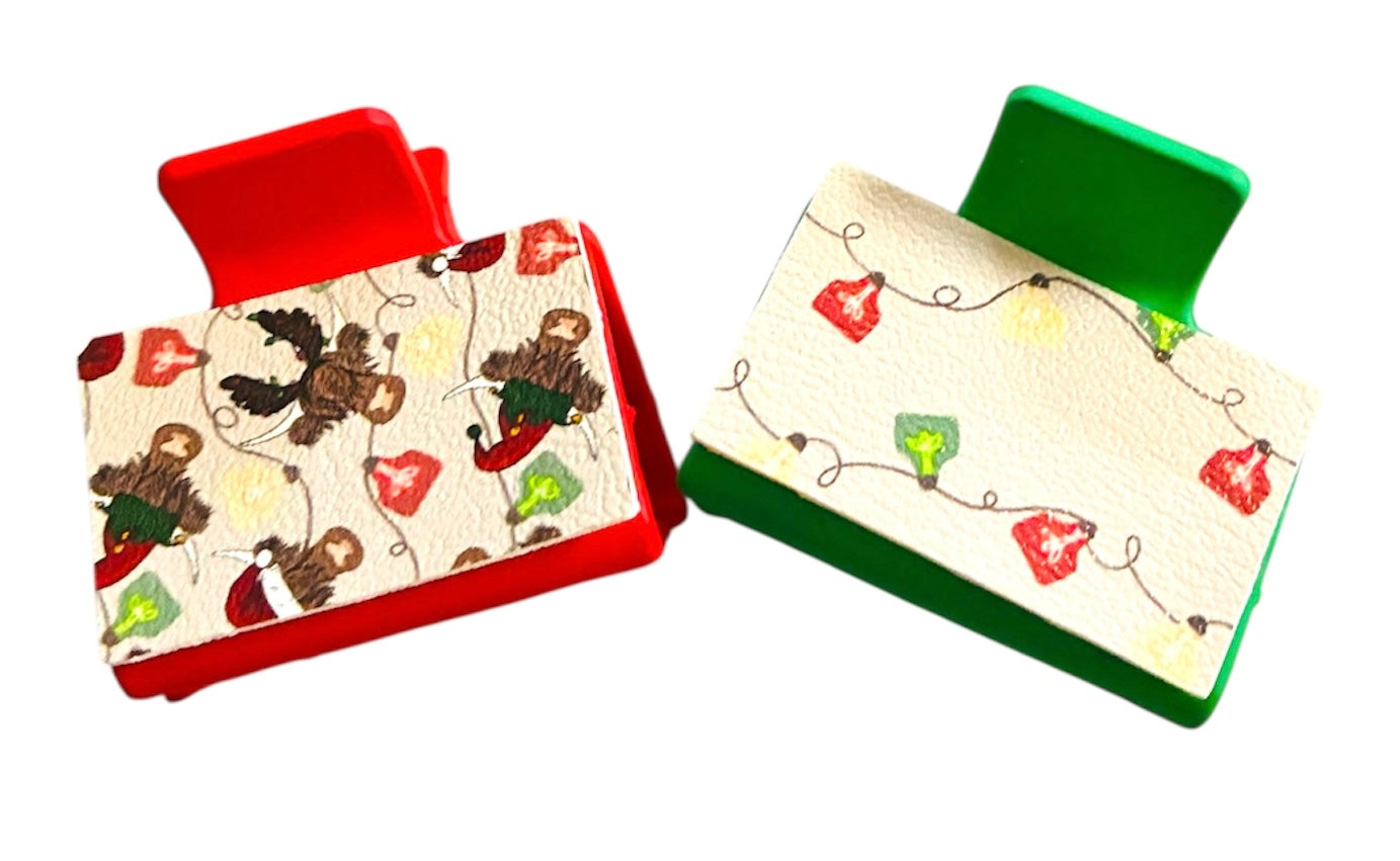 Christmas Highland Cows Small Claw Clip Set