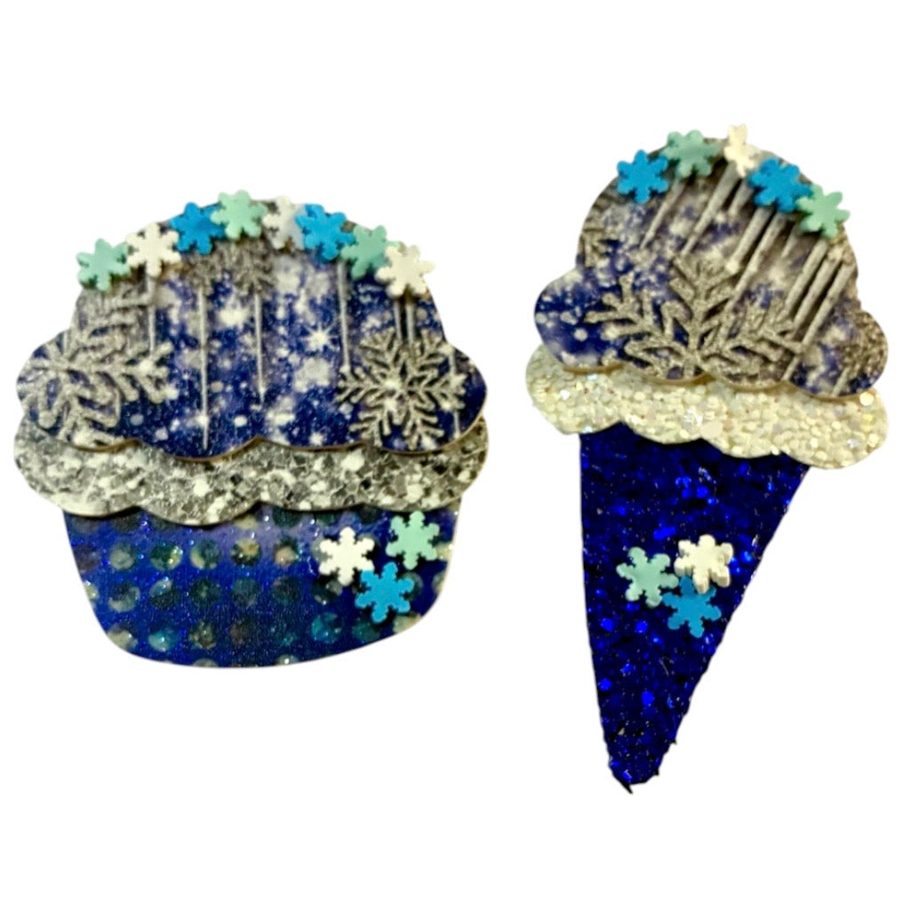 Snowflakes Ice Cream Cone ,Cupcake Clip