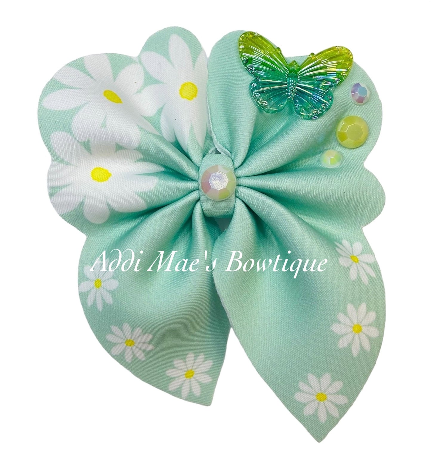 Spring Flower Garden Bubble Neoprene Fabric Sailor Hair Bow
