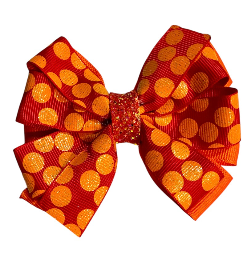 Orange Polka Dots Ribbon Bow