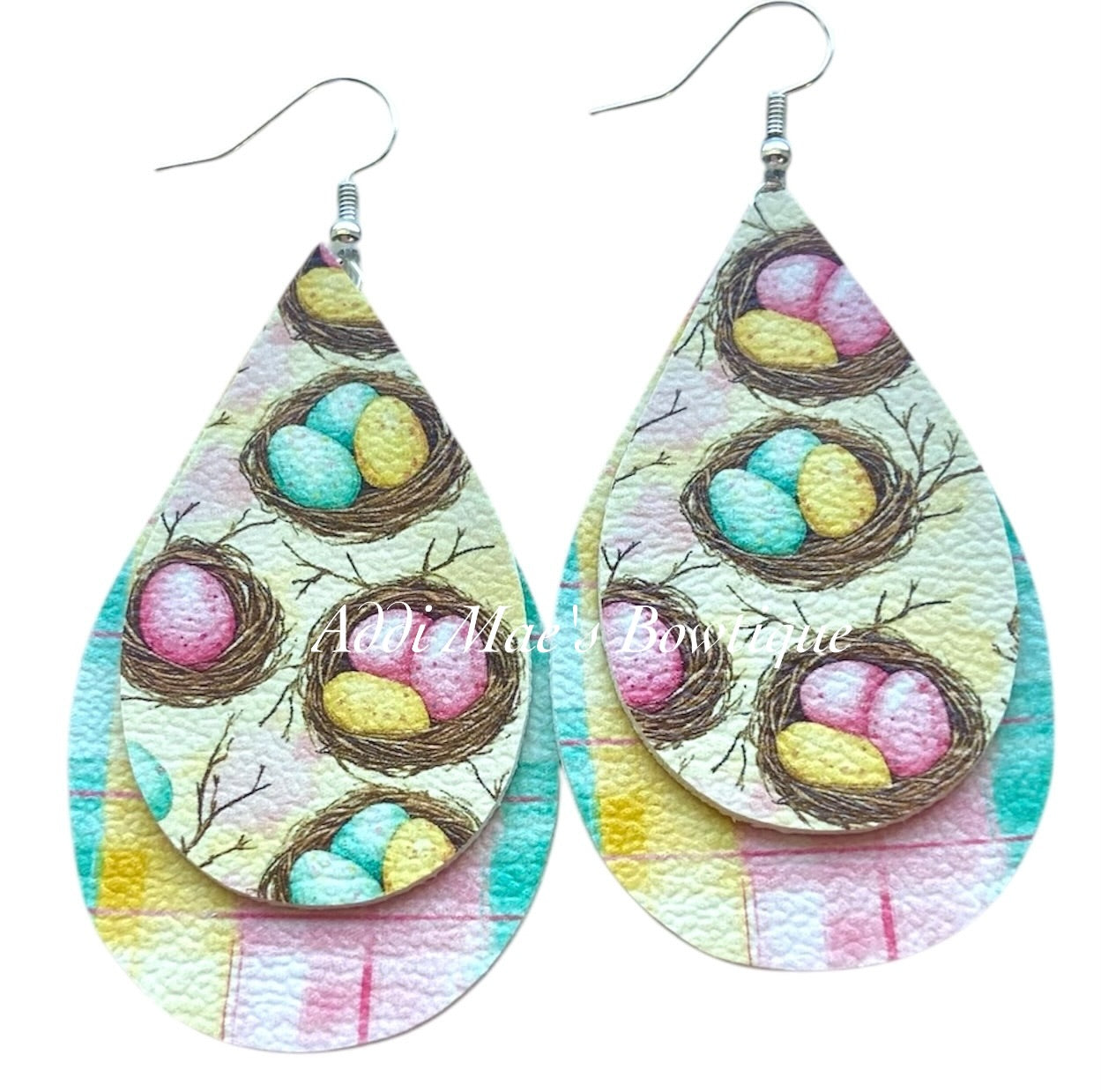 Vintage Bird Nest Stacked Tear Drop Earrings