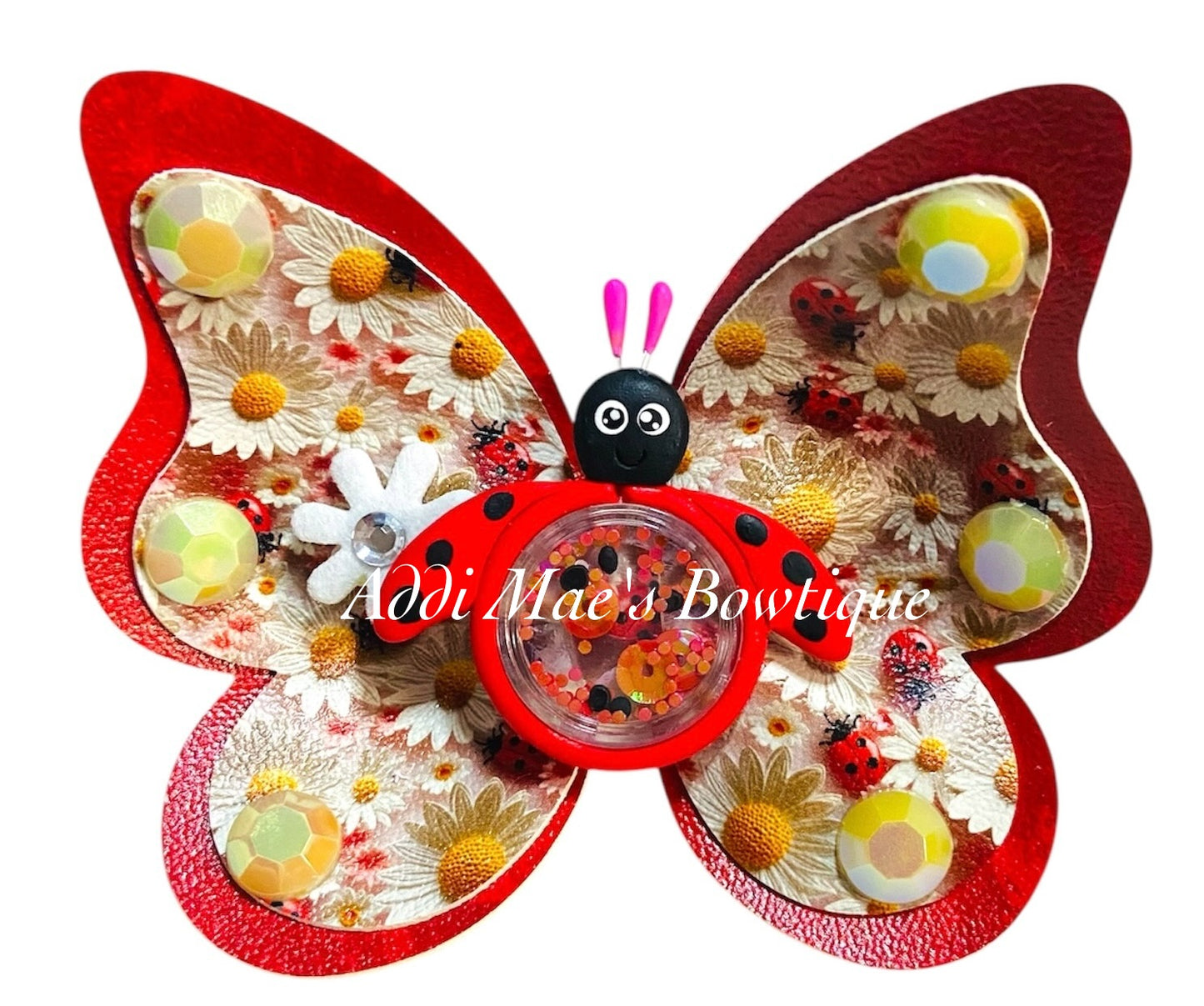 Ladybug Daisy Butterfly Bow