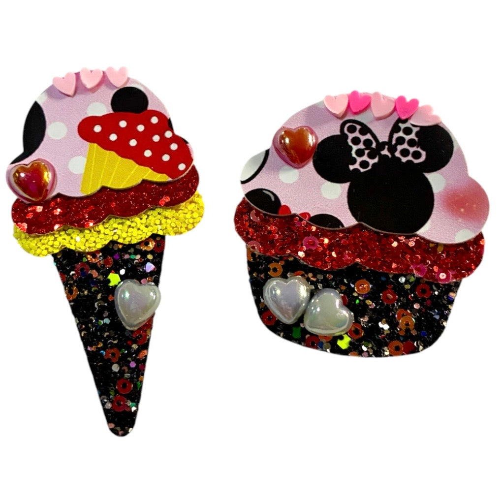 Miss Mouse Ice Cream Cone ,Cupcake Clip