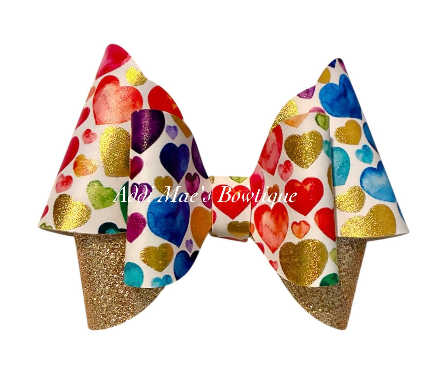 Rainbow Hearts Bow